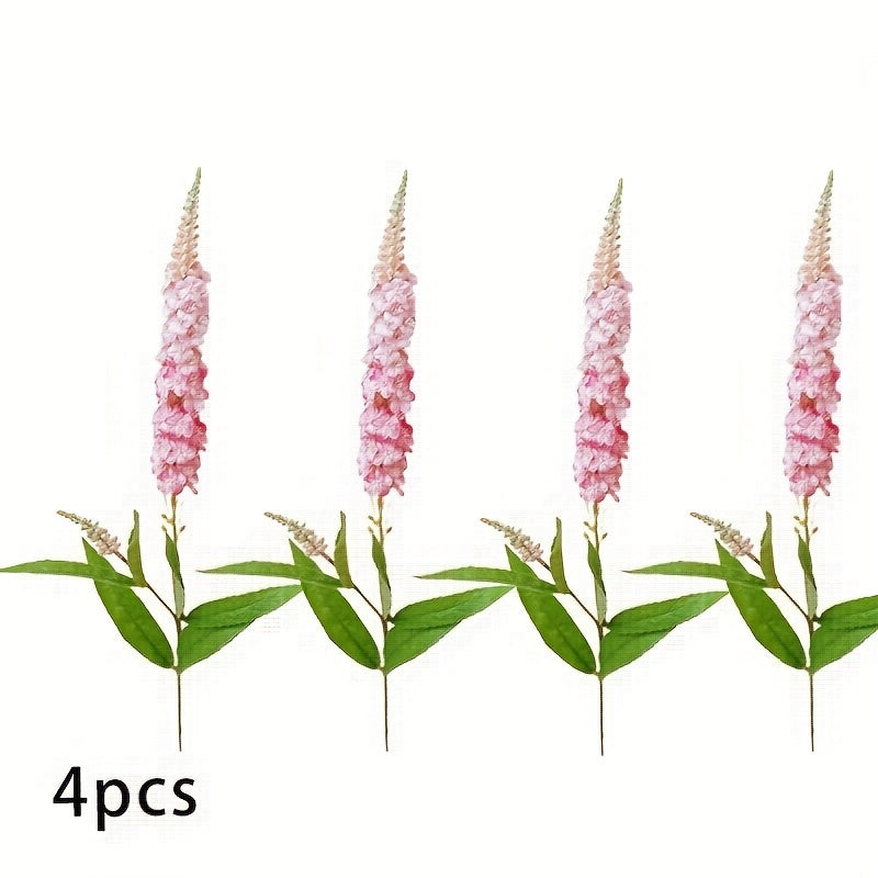 4pcs Boho Chic Artificial Lavender Flowers - Silk Purple Floral Decor for Weddings, Home &amp; Holiday Celebrations, Flower Decorations