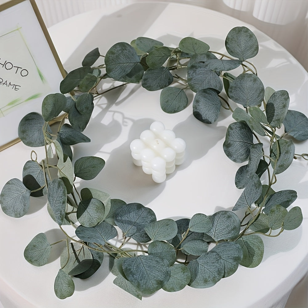 5pcs Art Deco Fabric Eucalyptus Vines - Artificial Hanging Plants for Home, Garden, Wedding, Engagement, Seasonal Decor - Versatile Faux Greenery for Christmas, Thanksgiving, Valentine&
