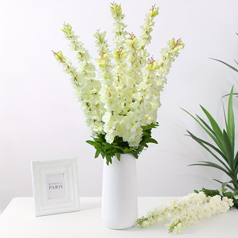 5pcs Artificial Delphinium Flowers, 41.5in White Silk Floral Stems with Realistic Look for Home Decor, Wedding Centerpieces, and Table Decorations, Fake Flowers, Bulk, Table Decoration, Best for Christmas, Perfect for Thanksgiving
