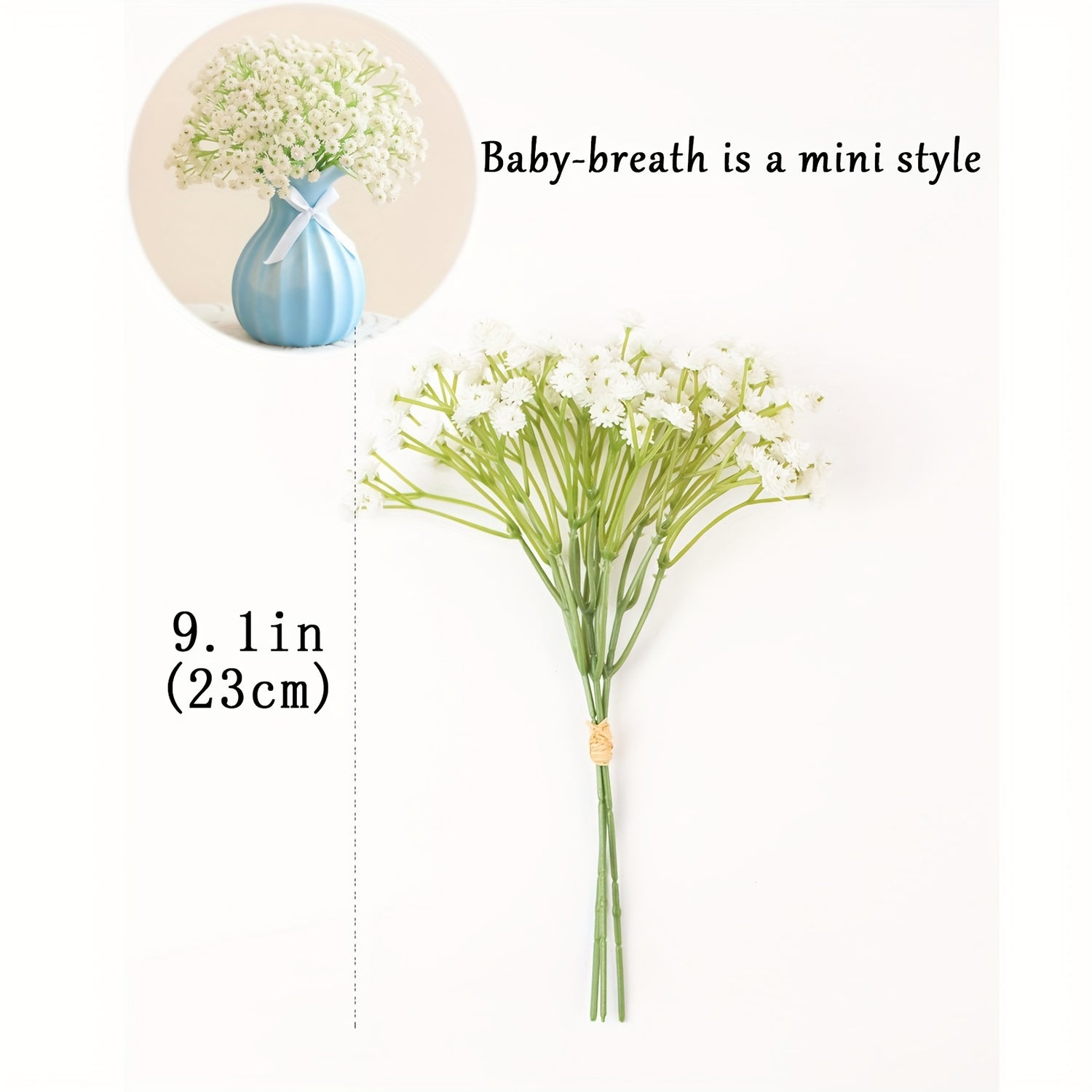 6/10pcs Gypsophila Artificial Flowers, Fake Flowers Gypsophila Bouquet Autumn Artificial Flowers for Decoration, Real Touch Silk Flowers for Wedding Christmas DIY Party Home Garden Office Decoration (White, Blue)