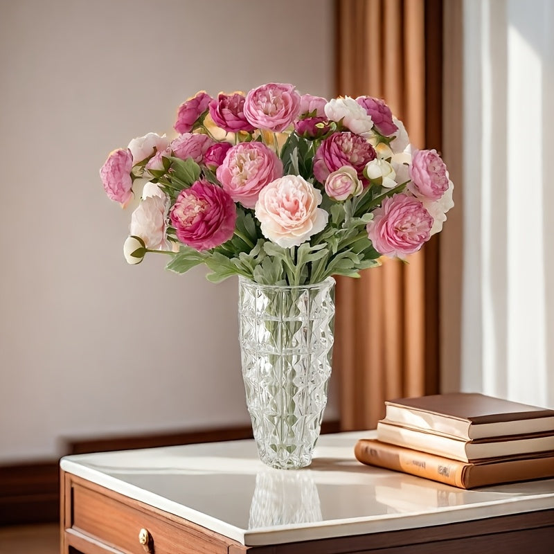 Boho Style 5pcs Real Touch Artificial Peony Bouquet - Plastic Faux Flowers for Home Office Decor, Floral Arrangements, Garden Decor, Mother&