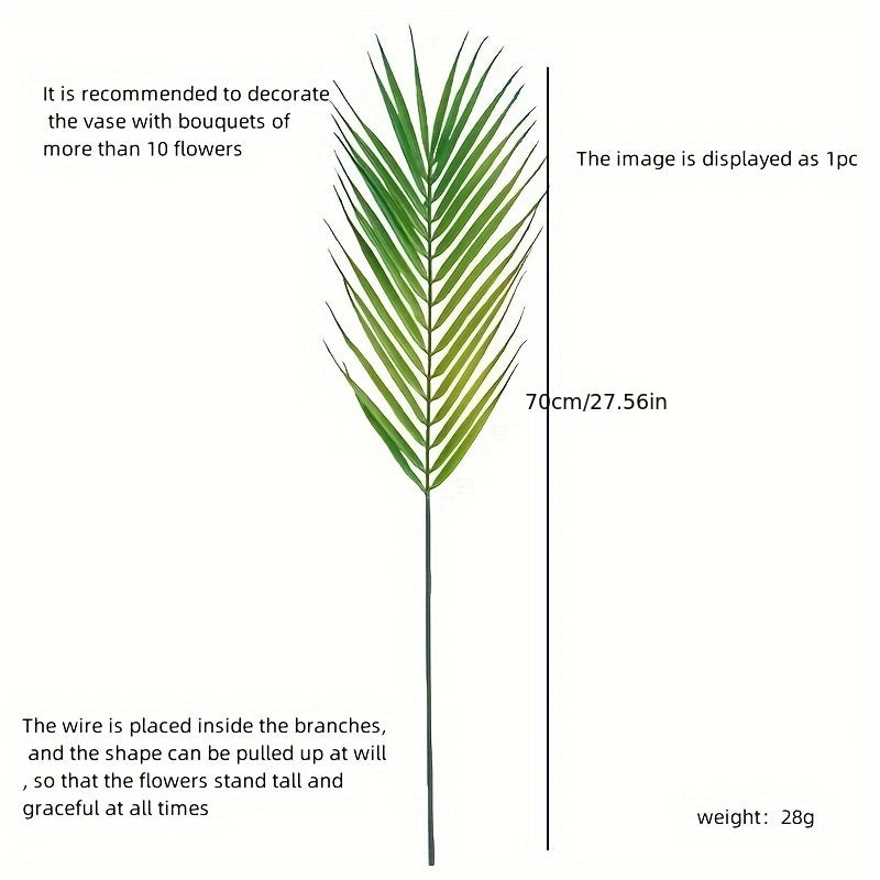 5pcs, Artificial Single Piece Large Palm Leaves, Tropical Palm Leaves, Artificial Palm Leaves With Stems, Palm Branches, For Outdoor Yard Decoration