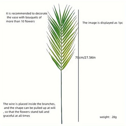 5pcs, Artificial Single Piece Large Palm Leaves, Tropical Palm Leaves, Artificial Palm Leaves With Stems, Palm Branches, For Outdoor Yard Decoration
